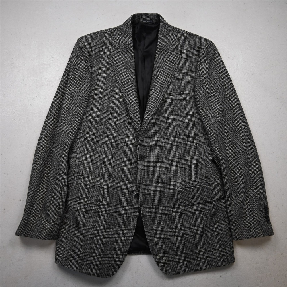 Lardini 40R Gray Ethomas Wool Cashmere Glenn Check Flannel Jacket Sport Coat